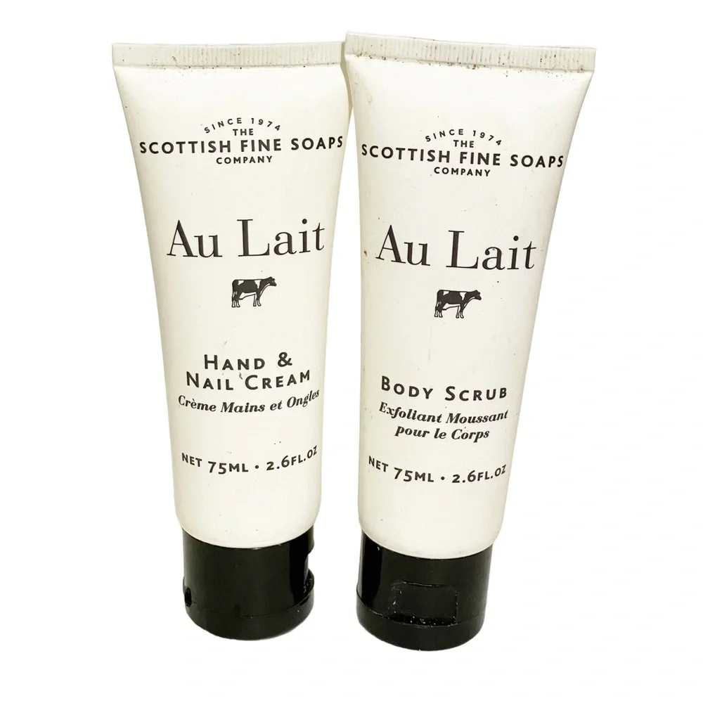 Scottish Fine Soaps Au Lait Hand & Nail‎ Cream Body Scrub 2.6oz Lot Skincare NEW